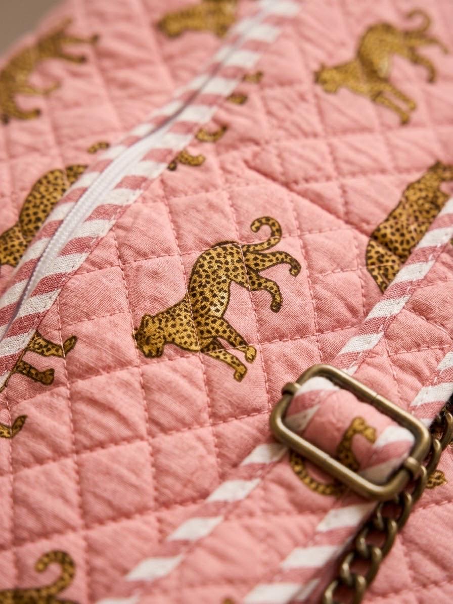 Quilted Cheetah Print Yoga Mat/ Mahjong  Bag, Boho Gym Tote, Pilates Carrier