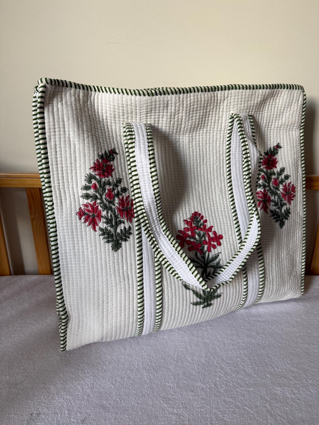 Handblock Printed Quilted Cotton Tote Bag | Onam Gift  Bag