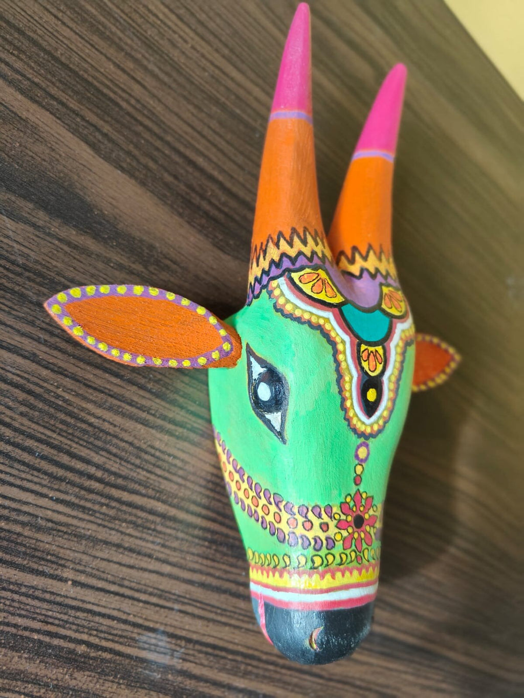 Mango Wood Bull Head Wall Hanging, Indian Art Mask,Gift for Mom