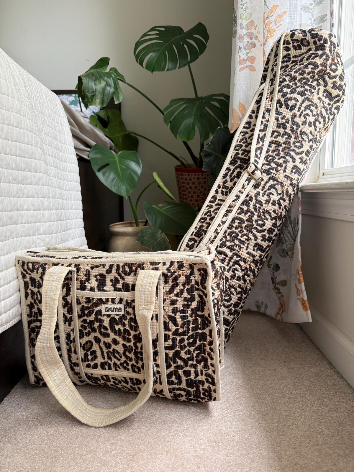 Leopard Print Yoga Bag and Mini Tote Set, Gift for Yoga lover