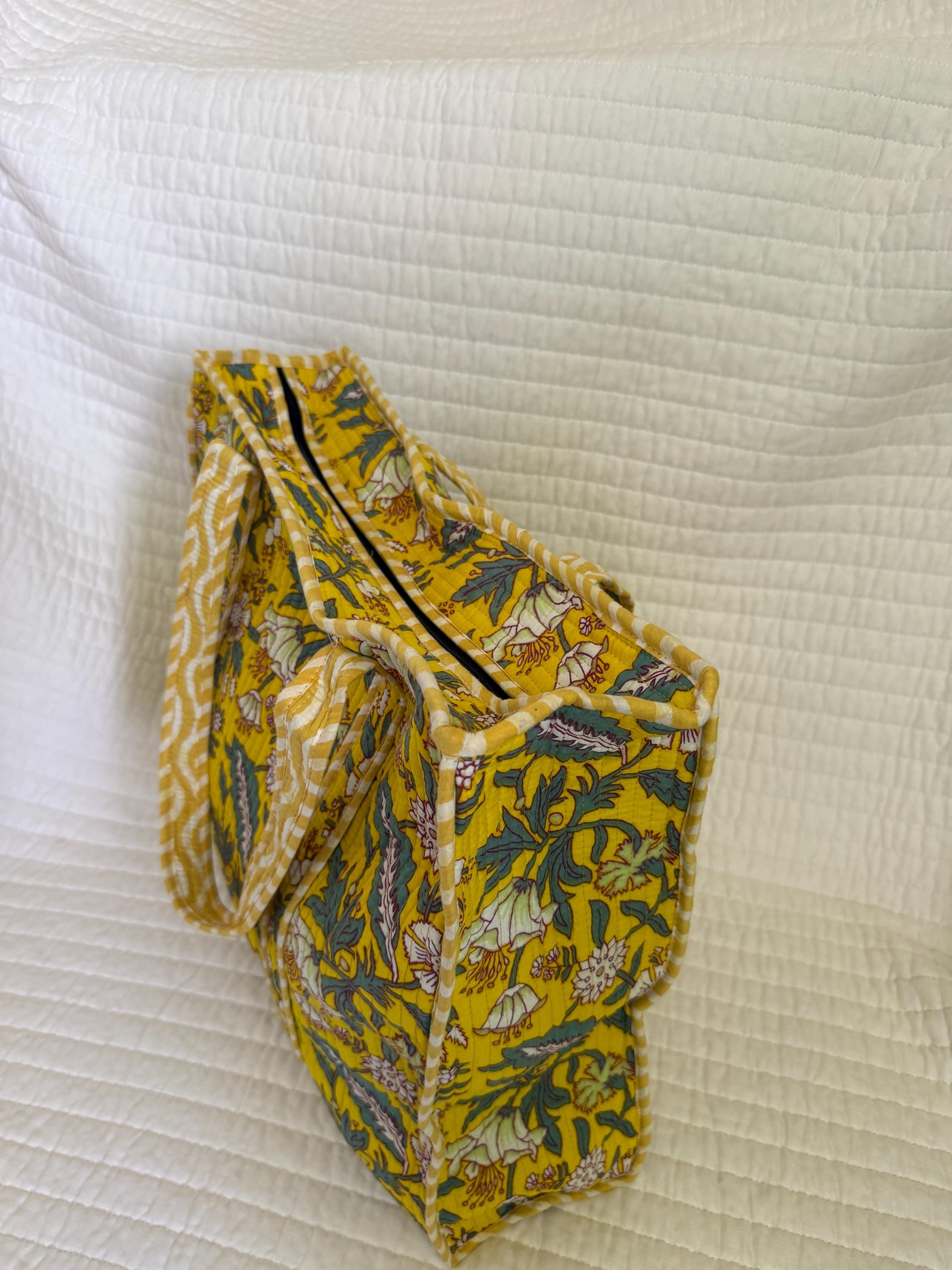 Sun & Sand Tote — Yellow  Floral Market or Beach  Bag | 18” x 18”