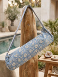 Quilted Cotton Yoga Mat Bag, Block Print Boho Gym Tote, Pilates Carrier