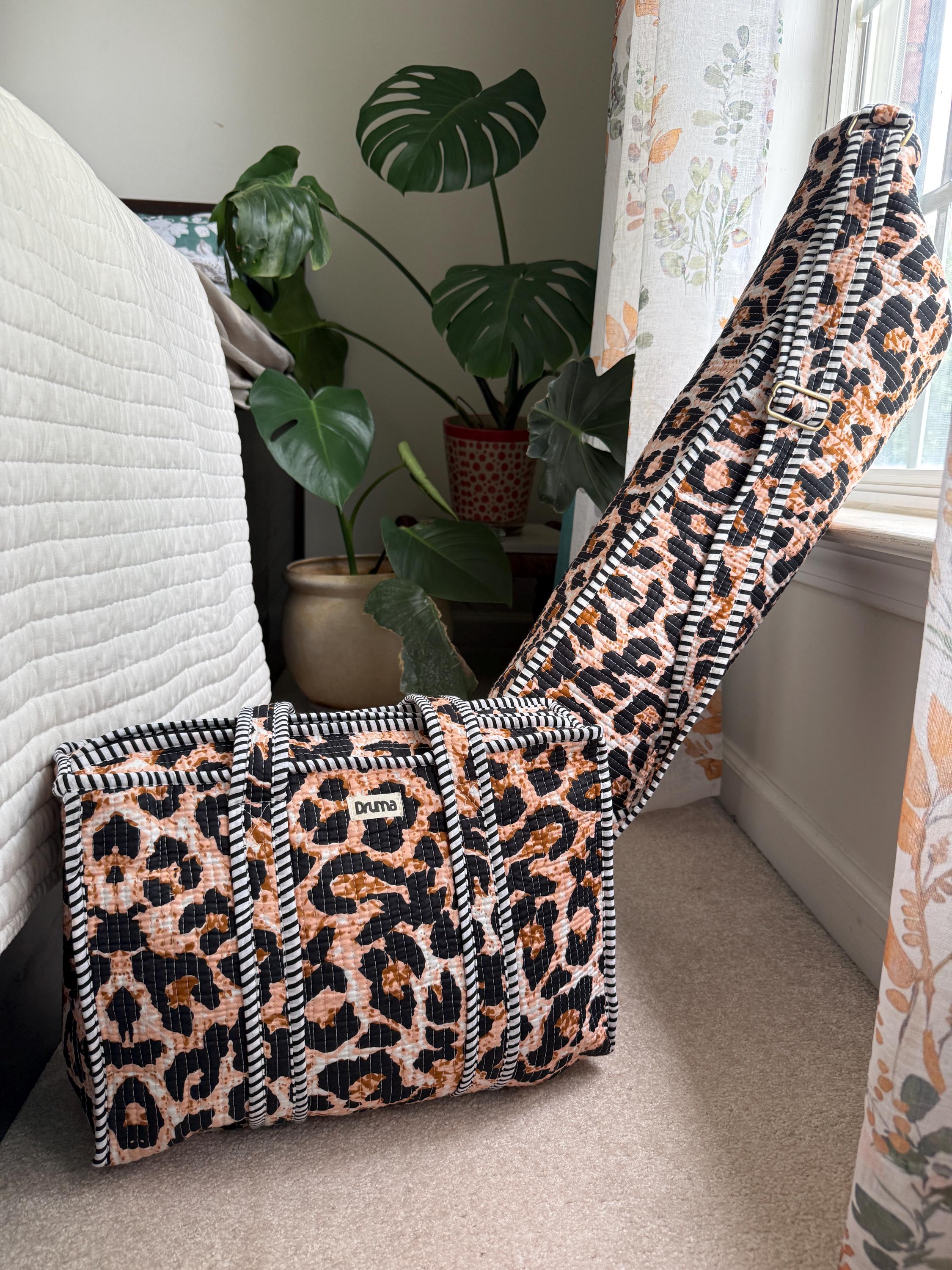 Leopard Print Yoga Bag and Mini Tote Set, Gift for Yoga lover