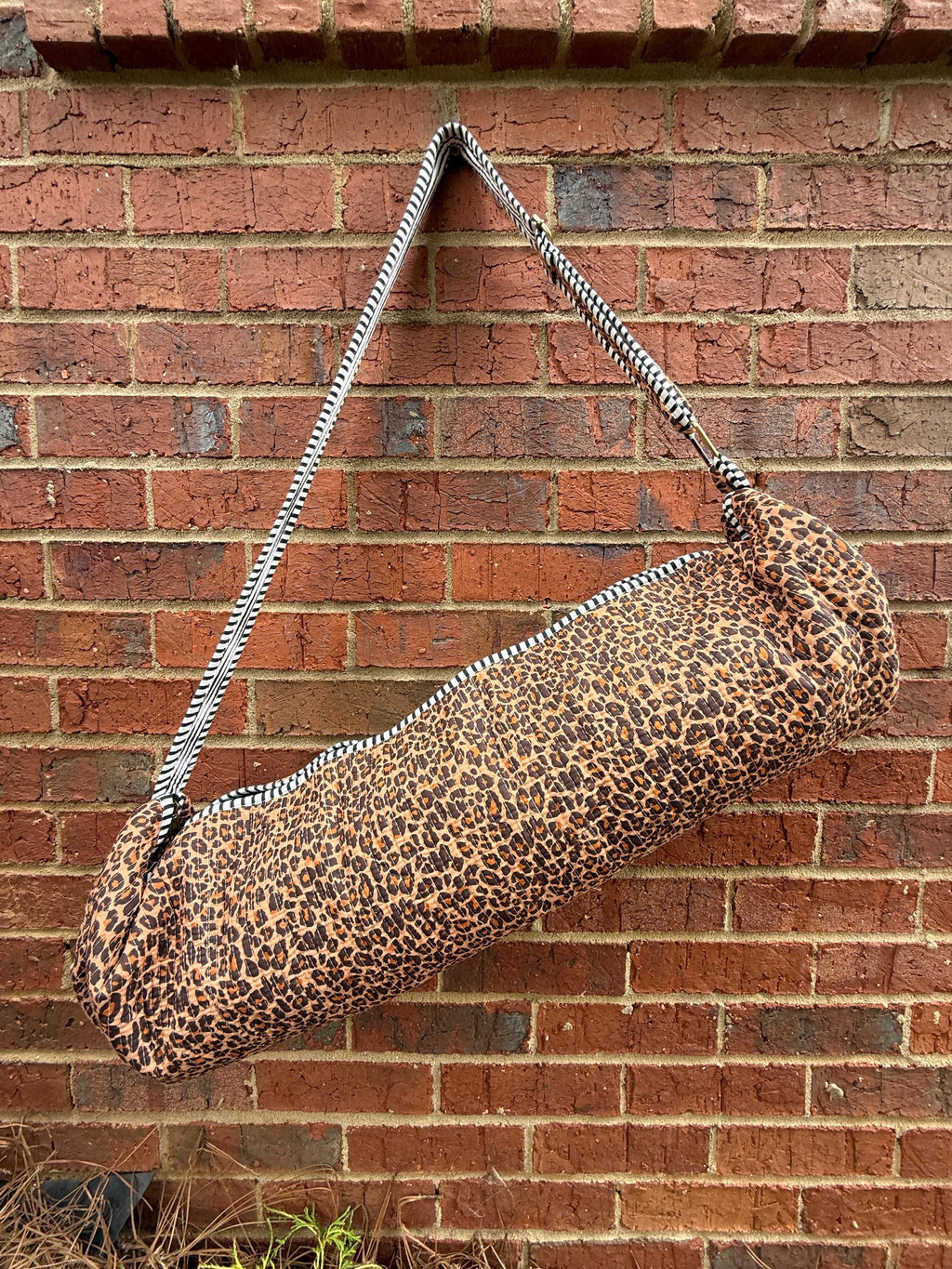 Quilted Leopard Yoga Bag | Handcrafted Cotton Mat Carrier | Pilates Bag | Personalized Gift Option