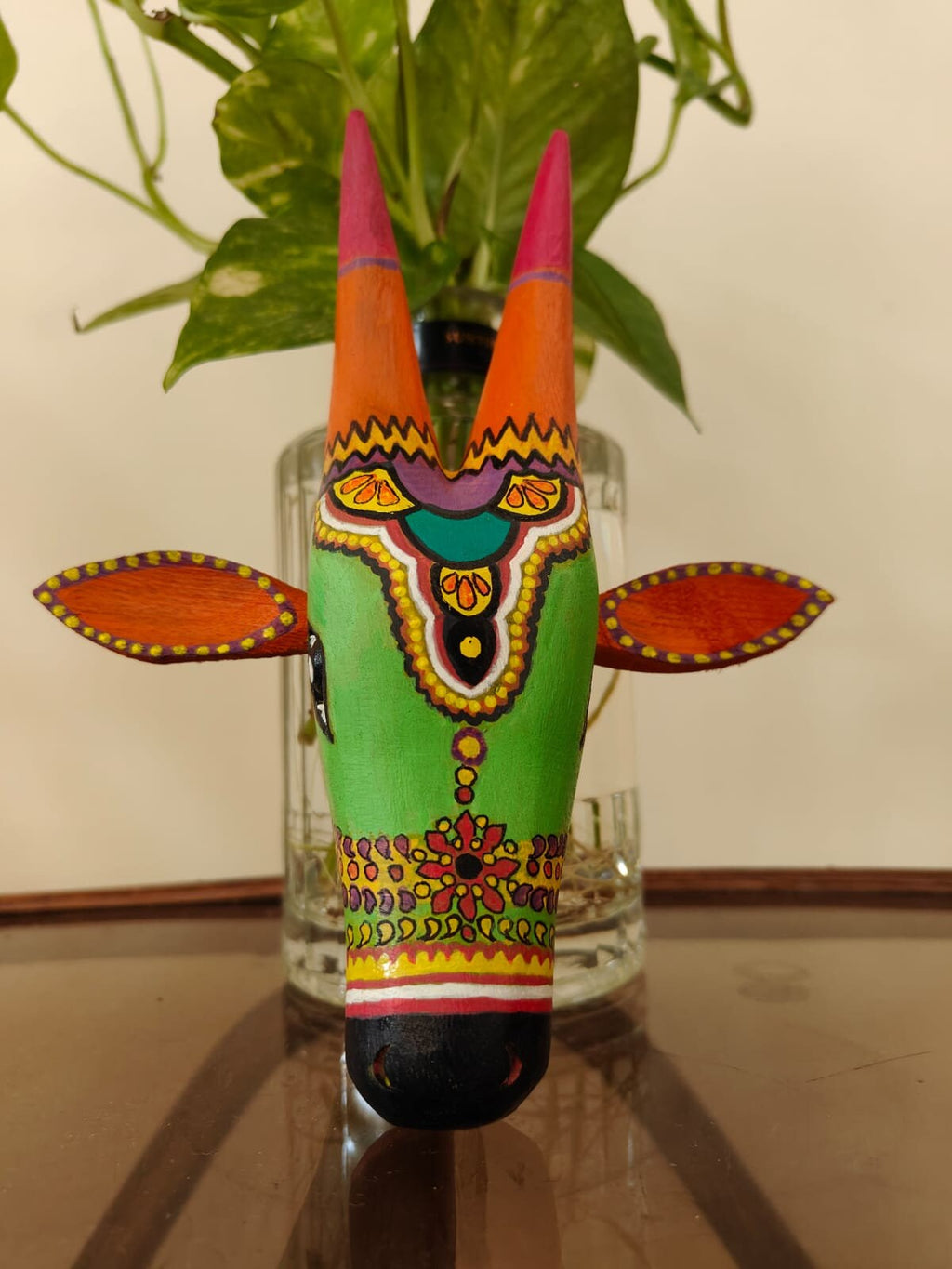 Mango Wood Bull Head Wall Hanging, Indian Art Mask,Gift for Mom