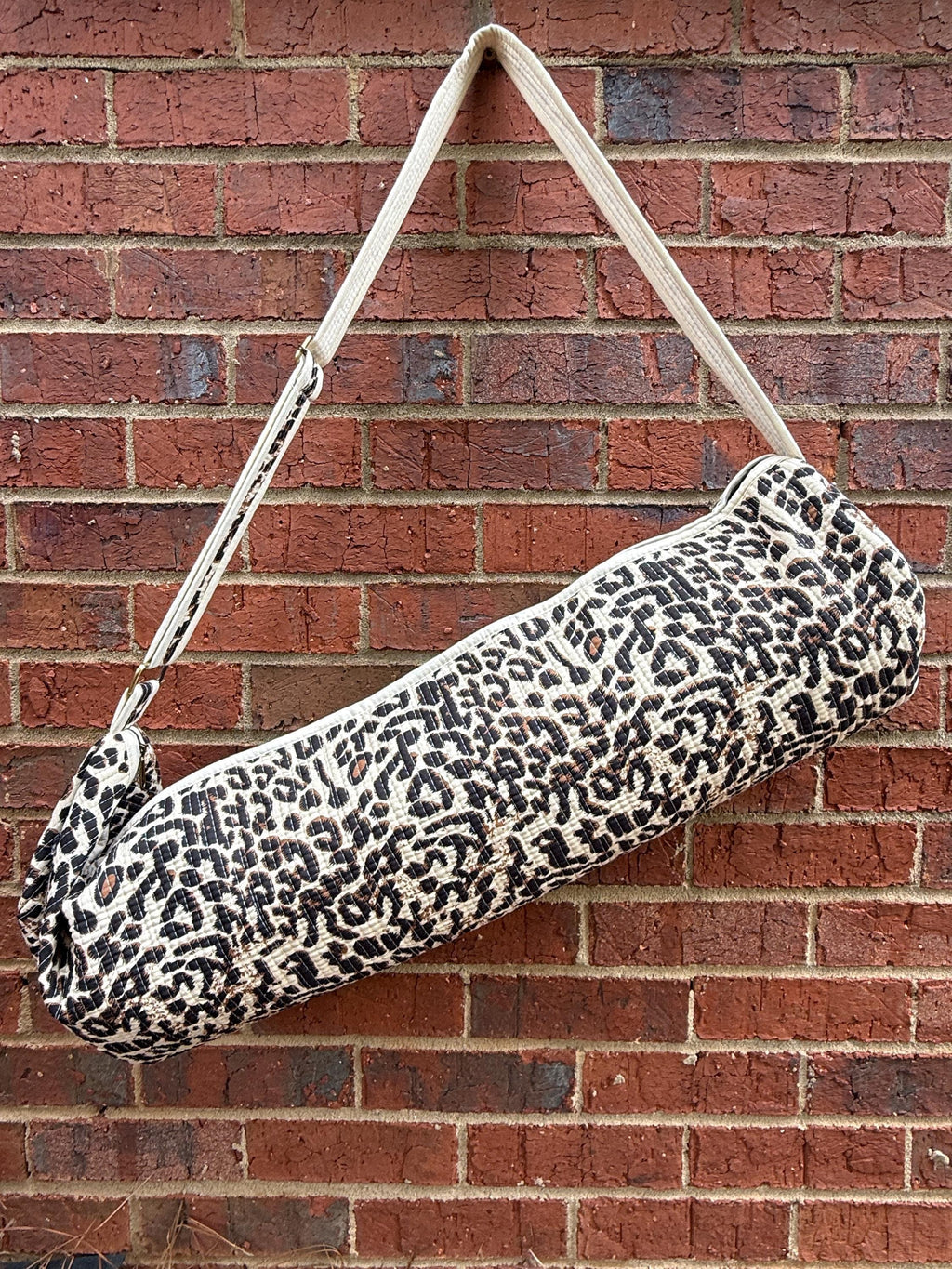 Quilted Leopard Yoga Bag | Handcrafted Cotton Mat Carrier | Pilates Bag | Personalized Gift Option