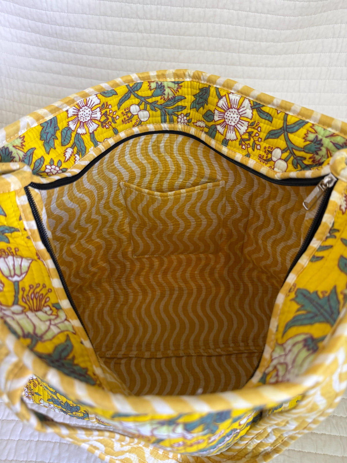 Sun & Sand Tote — Yellow  Floral Market or Beach  Bag | 18” x 18”