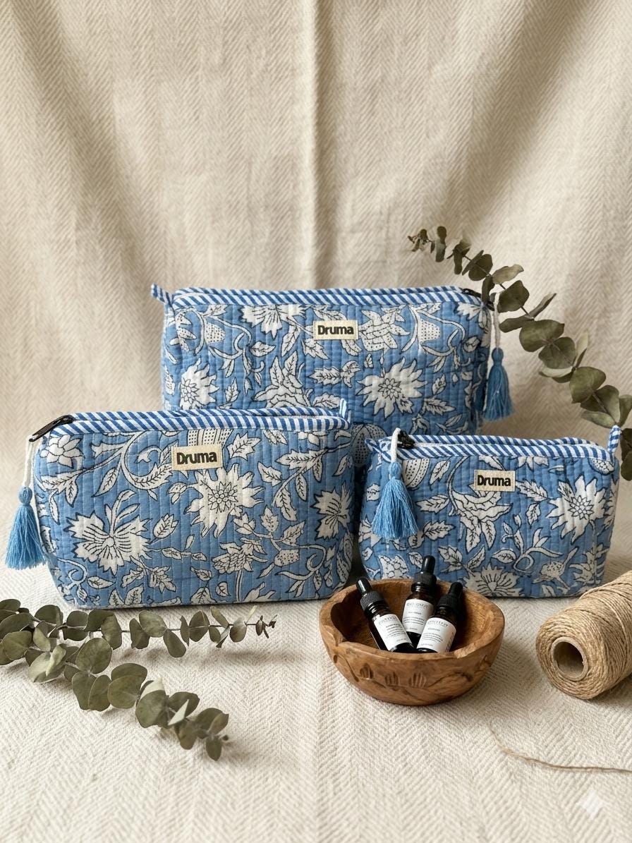 Handblock Printed Travel Pouches