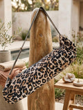 Quilted Leopard Yoga Bag | Handcrafted Cotton Mat Carrier | Pilates Bag | Personalized Gift Option