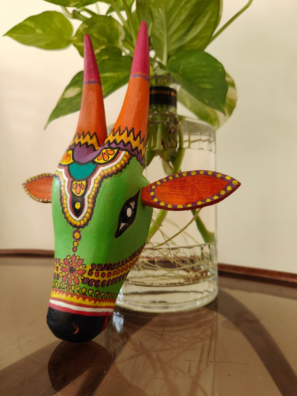 Mango Wood Bull Head Wall Hanging, Indian Art Mask,Gift for Mom