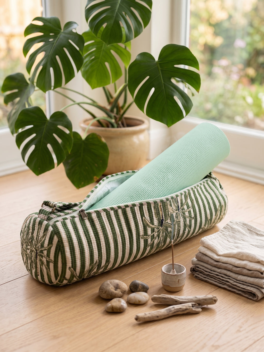 Fern & Flow — Waterproof-Lined Mat Carrier