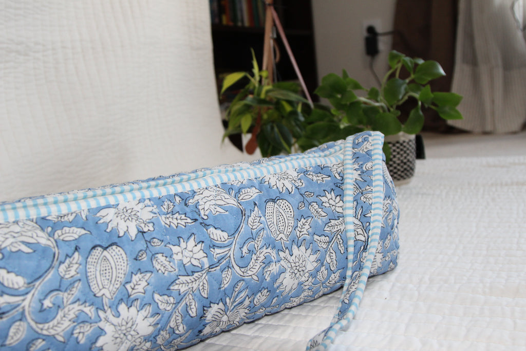 Indigo Bloom — Block Print Yoga Mat Bag