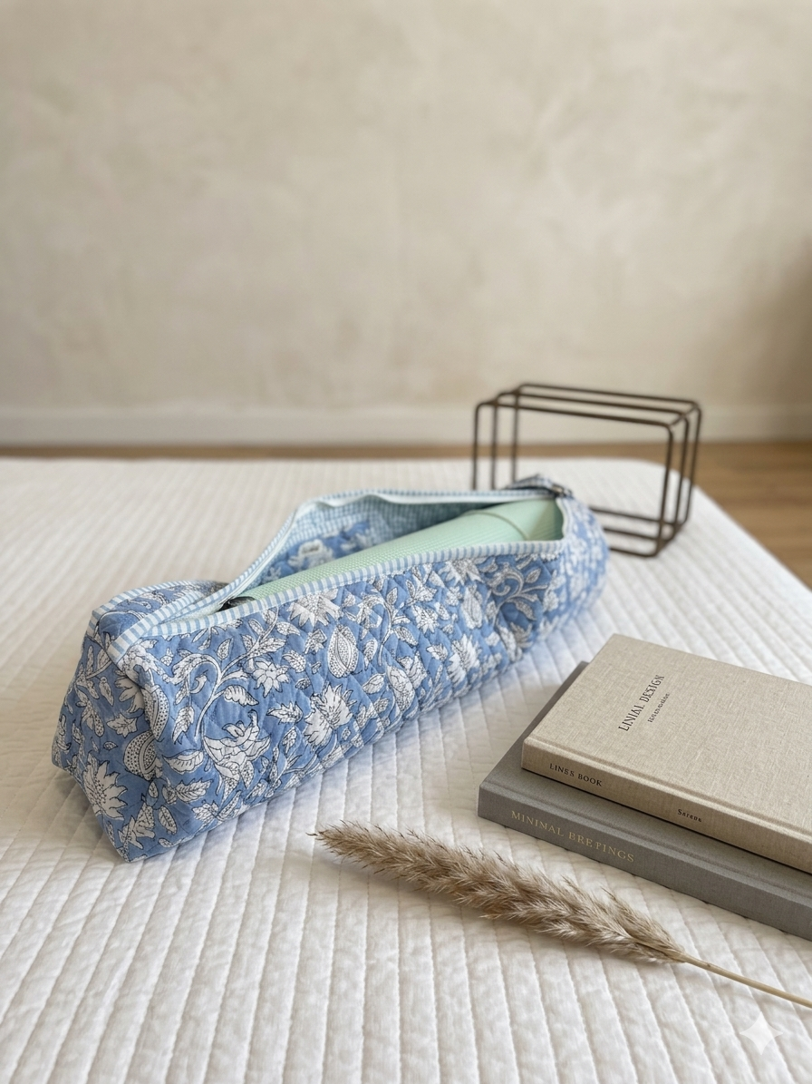 Indigo Bloom — Block Print Yoga Mat Bag