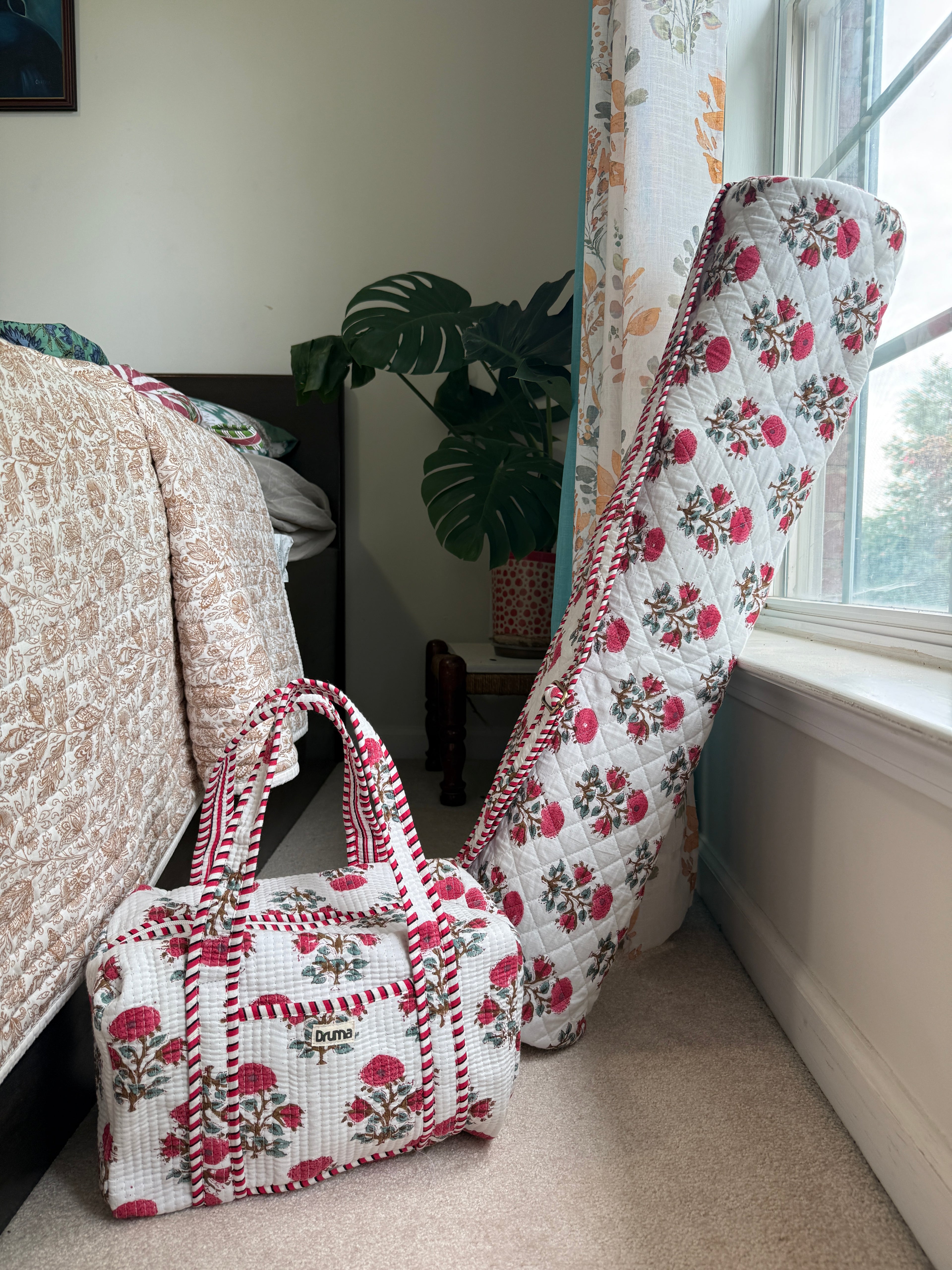 Handblock Print Quilted Cotton Mahjong Set Bag - Blossom | Floral Mat Case, Tile Pouch (Copy) (Copy)