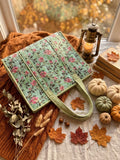 Pistachio Cream — Handblock Quilted Tote