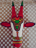 Indian Jallikattu Style Bull Head Mask: Mango Wood Wall Hanging