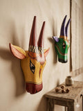 Mango Wood Indian Wall art Bull heads in Brown and Gold featuring Chettinad Style