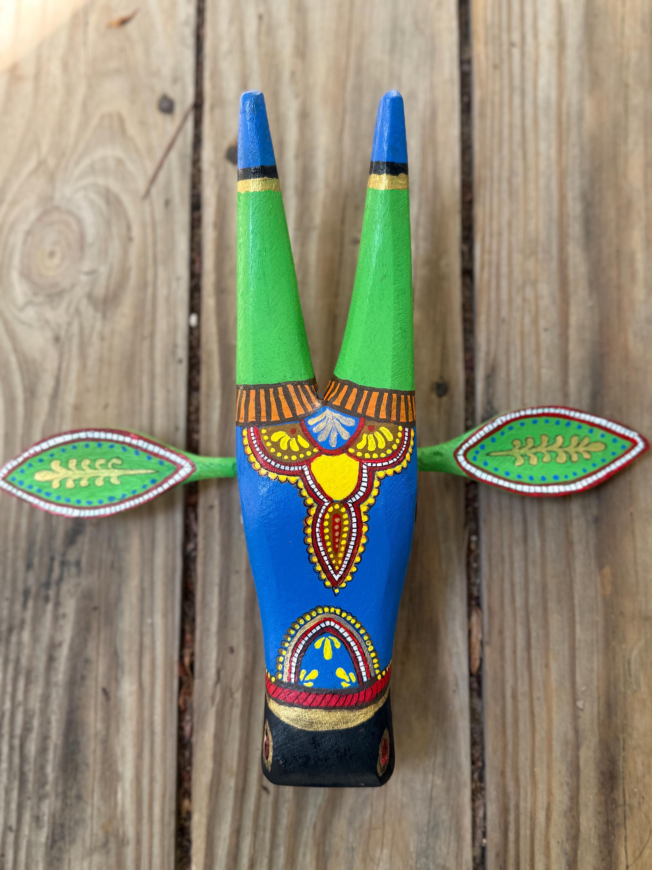 Mango Wood Bull Head Wall Hanging, Chettinad Indian Art,Gift for Mom