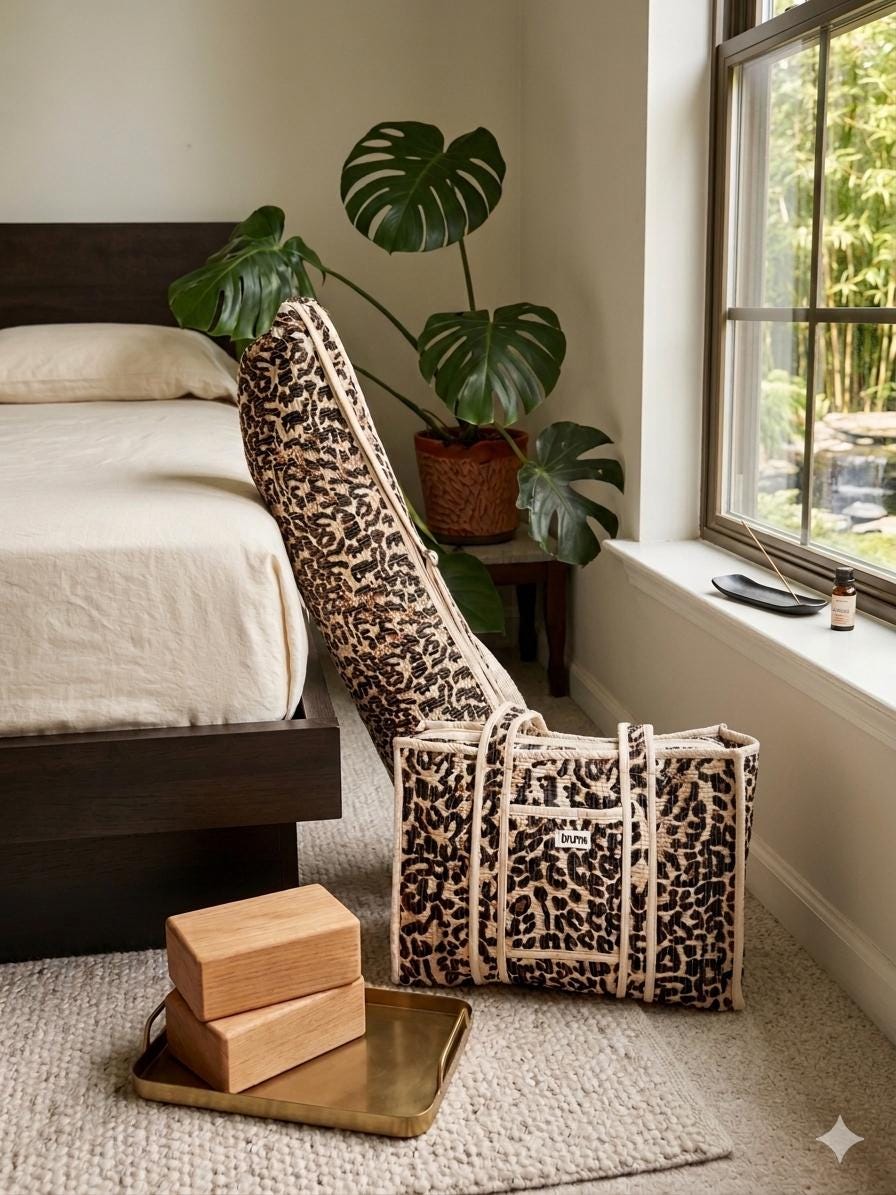 Leopard Print Yoga Bag and Mini Tote Set, Gift for Yoga lover