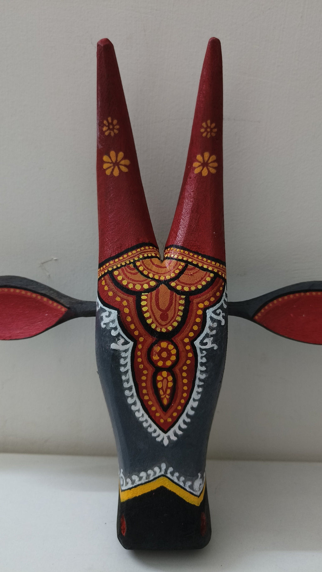 Mango Wood Bull Head Wall Art, Odisha Patachitra Style
