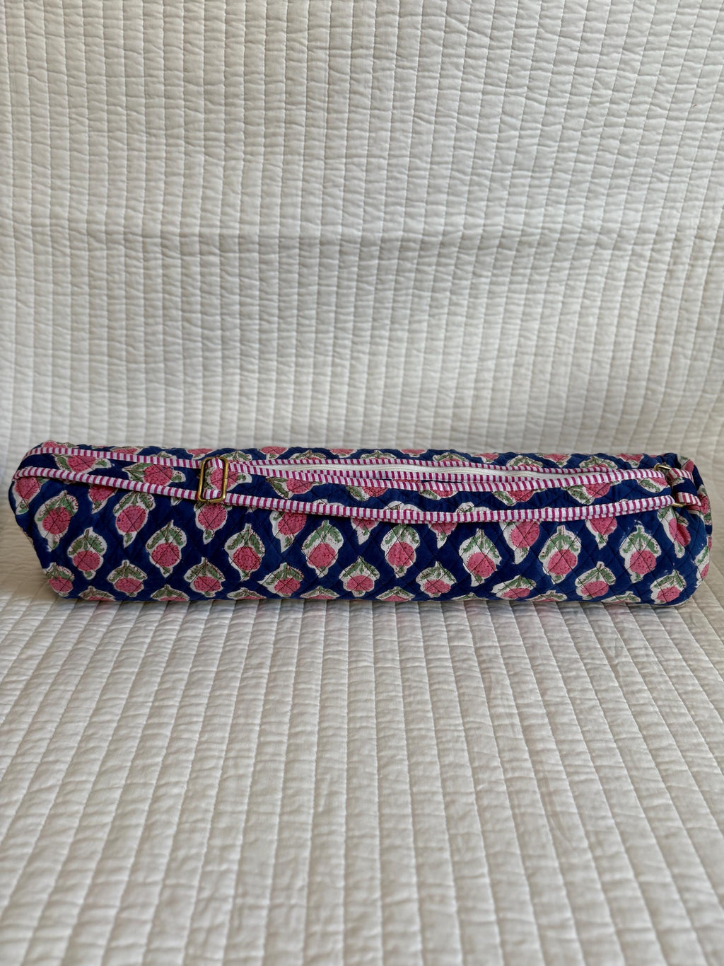 Quilted Block Print Yoga Mat Bag, Boho Gym Tote, Pilates Carrier,Gift for Mom