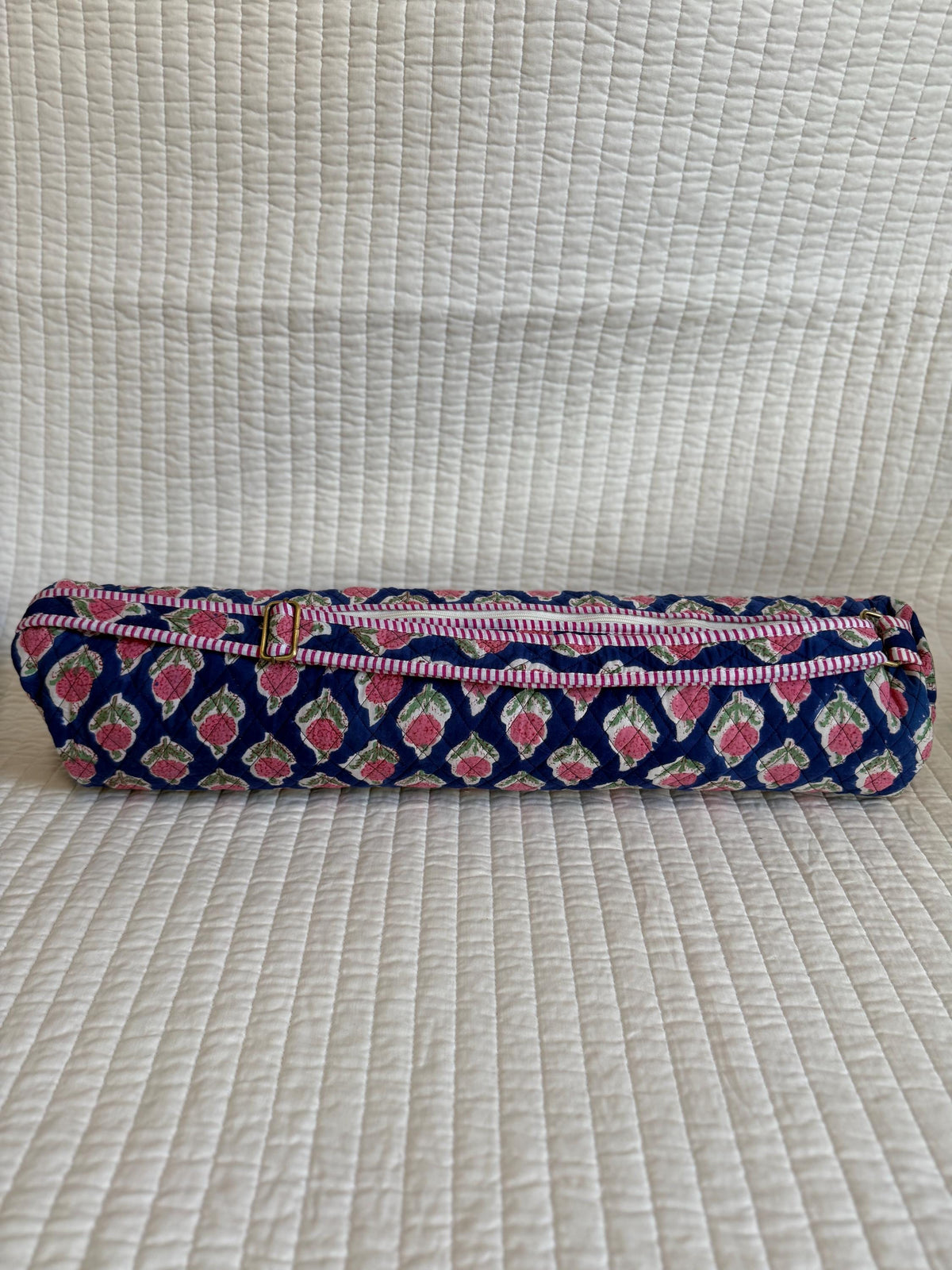 Quilted Block Print Yoga Mat Bag, Boho Gym Tote, Pilates Carrier,Gift for Mom