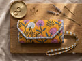 Quilted Cotton Wristlet Clutch | Block Print Floral  | Handmade Boho Bag - Fresh Earth